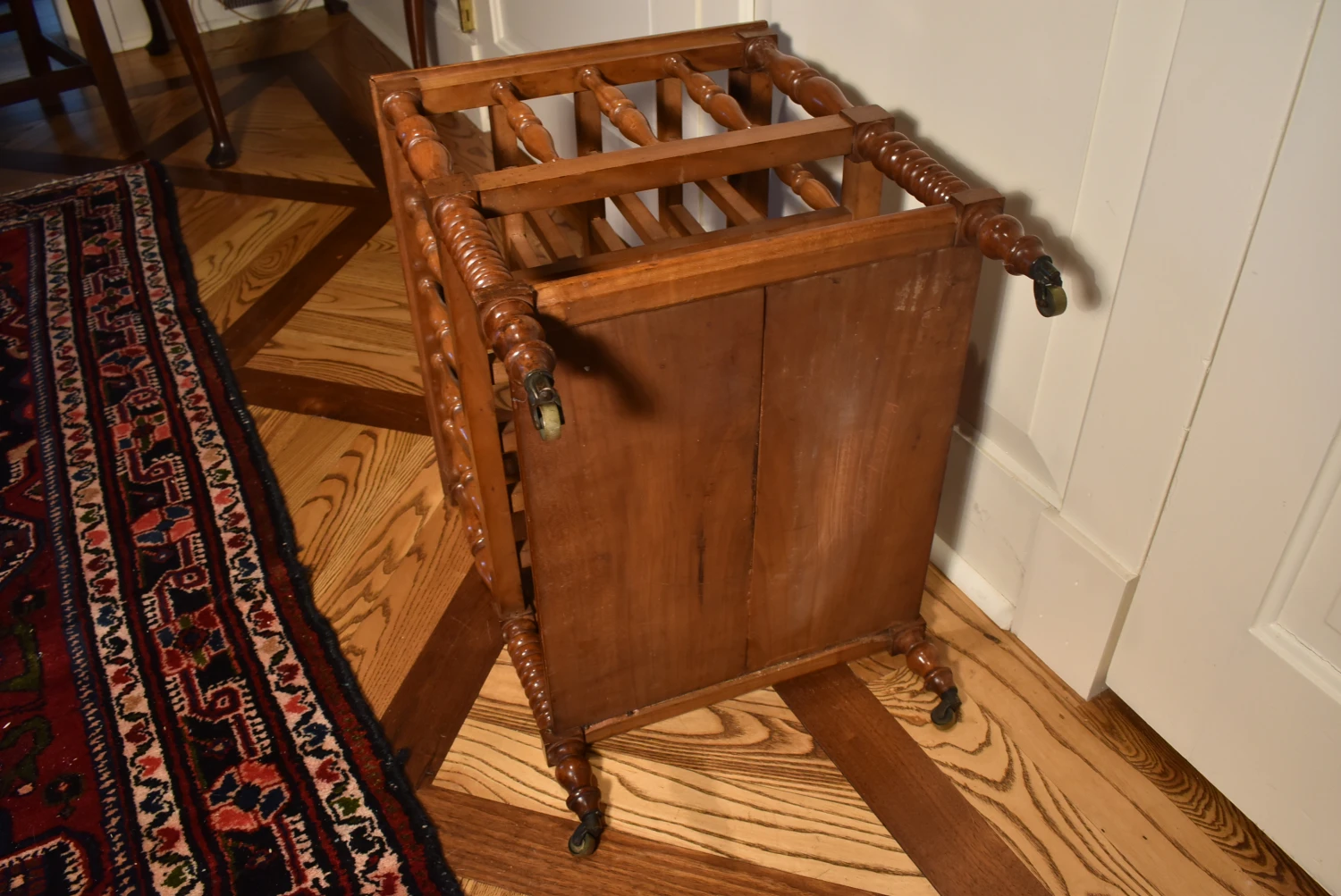 1840s Antique English Baluster And Ring Turned Canterbury 2 1840s Antique English Baluster And Ring Turned Canterbury - Image 2