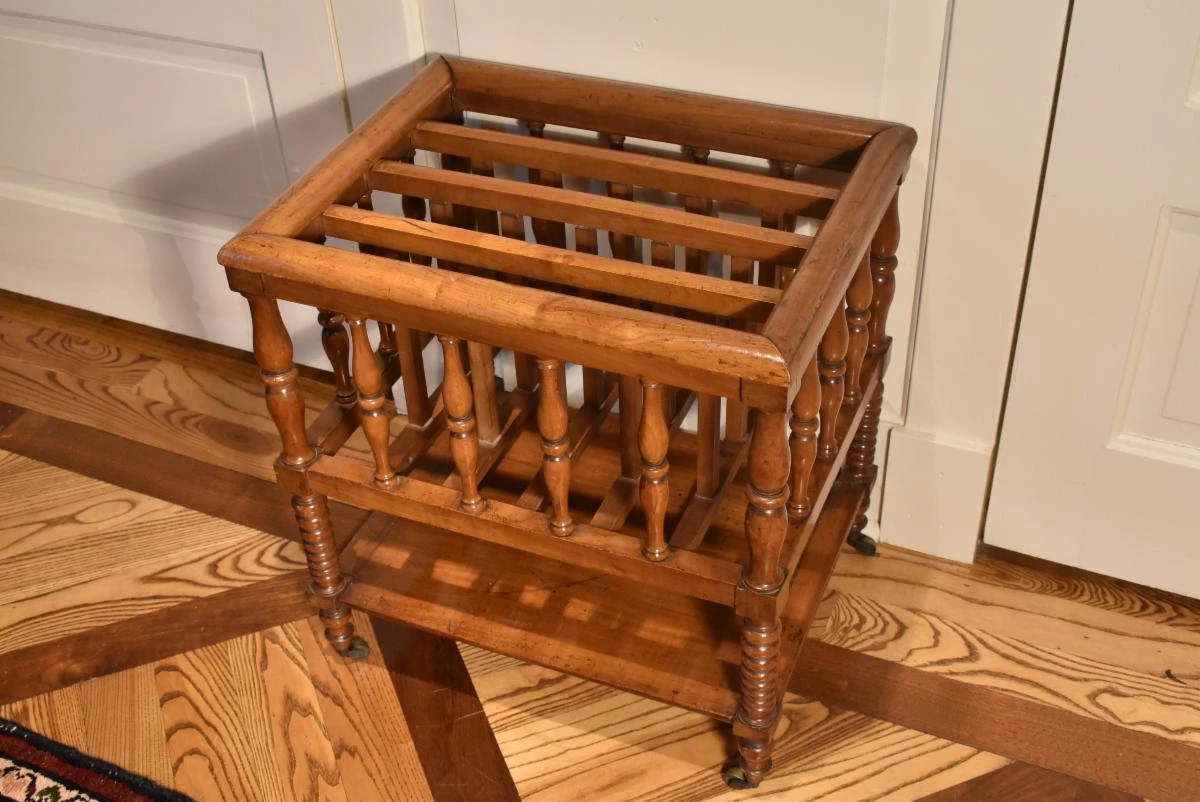 1840s Antique English Baluster And Ring Turned Canterbury 4 1840s Antique English Baluster And Ring Turned Canterbury - Image 4