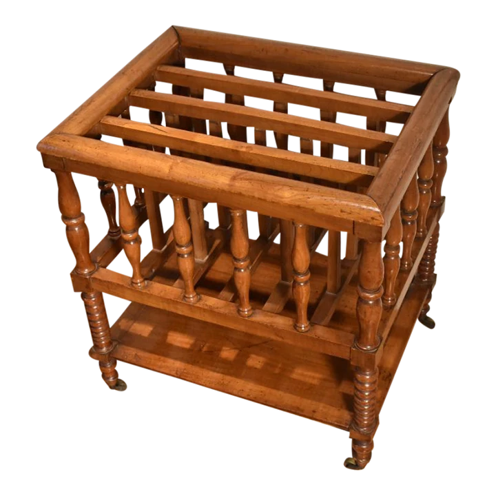 1840s Antique English Baluster And Ring Turned Canterbury 1 1840s Antique English Baluster And Ring Turned Canterbury