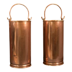 1850s Pair Of Antique Victorian English Copper Hall Stick Stands