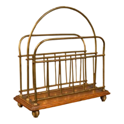 1880s Antique Victorian English Oak Newspaper Rack