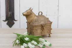 1950s Aged Brass Nandi Ceremonial Box -Chairish Shop 1950s aged brass nandi ceremonial box 3964