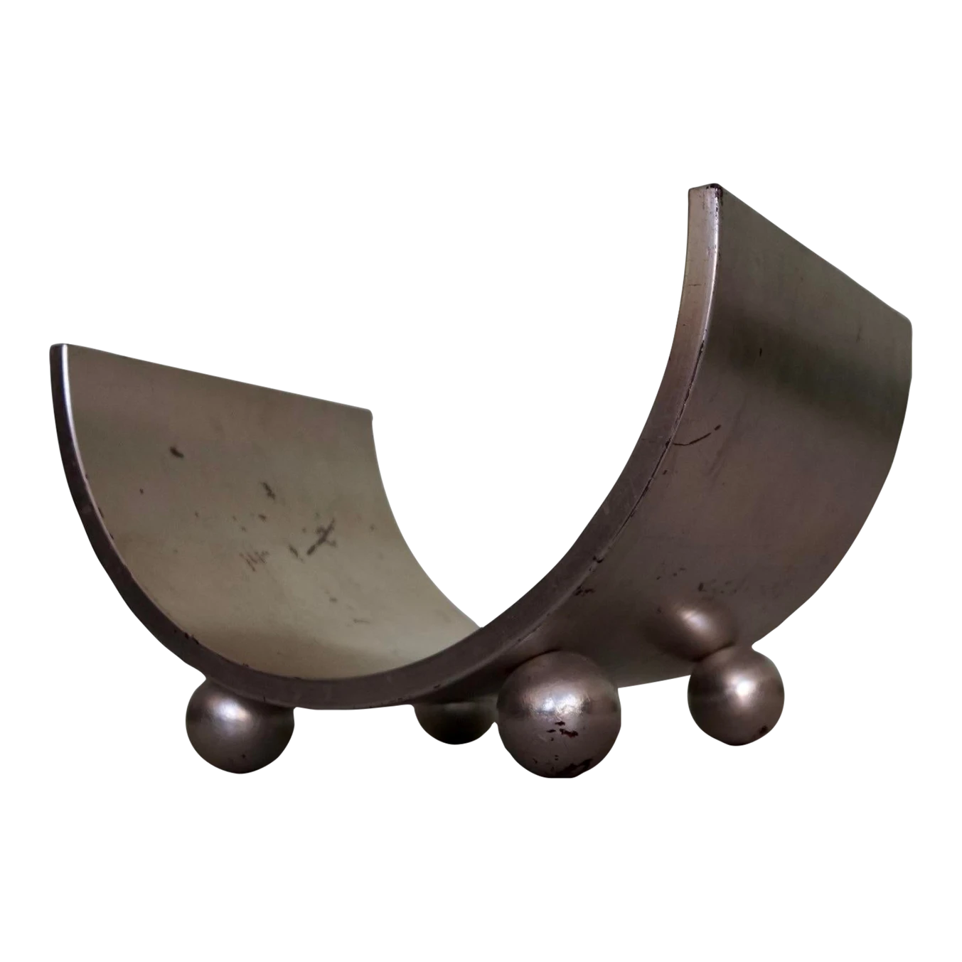 1950's Mid-Century Modern Bentwood Silver Leaf Magazine Rack 1 1950's Mid-Century Modern Bentwood Silver Leaf Magazine Rack