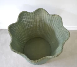 1950s Mid-Century Painted Woven Rattan Basket 18 1950s Mid-Century Painted Woven Rattan Basket -Chairish Shop 1950s mid century painted woven rattan basket 0739 scaled