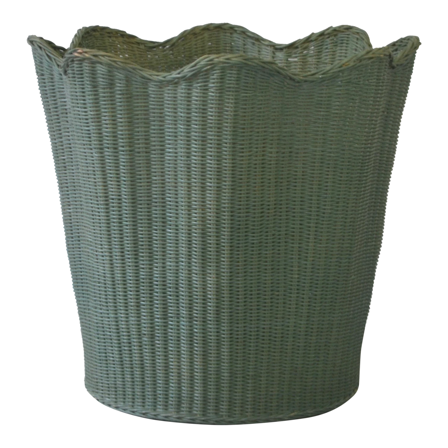 1950s Mid-Century Painted Woven Rattan Basket 1 1950s Mid-Century Painted Woven Rattan Basket