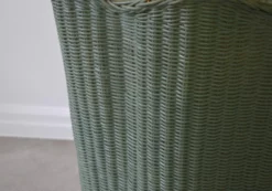 1950s Mid-Century Painted Woven Rattan Basket 17 1950s Mid-Century Painted Woven Rattan Basket -Chairish Shop 1950s mid century painted woven rattan basket 3202 scaled