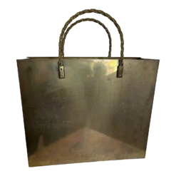 1960s Gio Ponti Style Brass Magazine Rack Or Waste Paper Basket