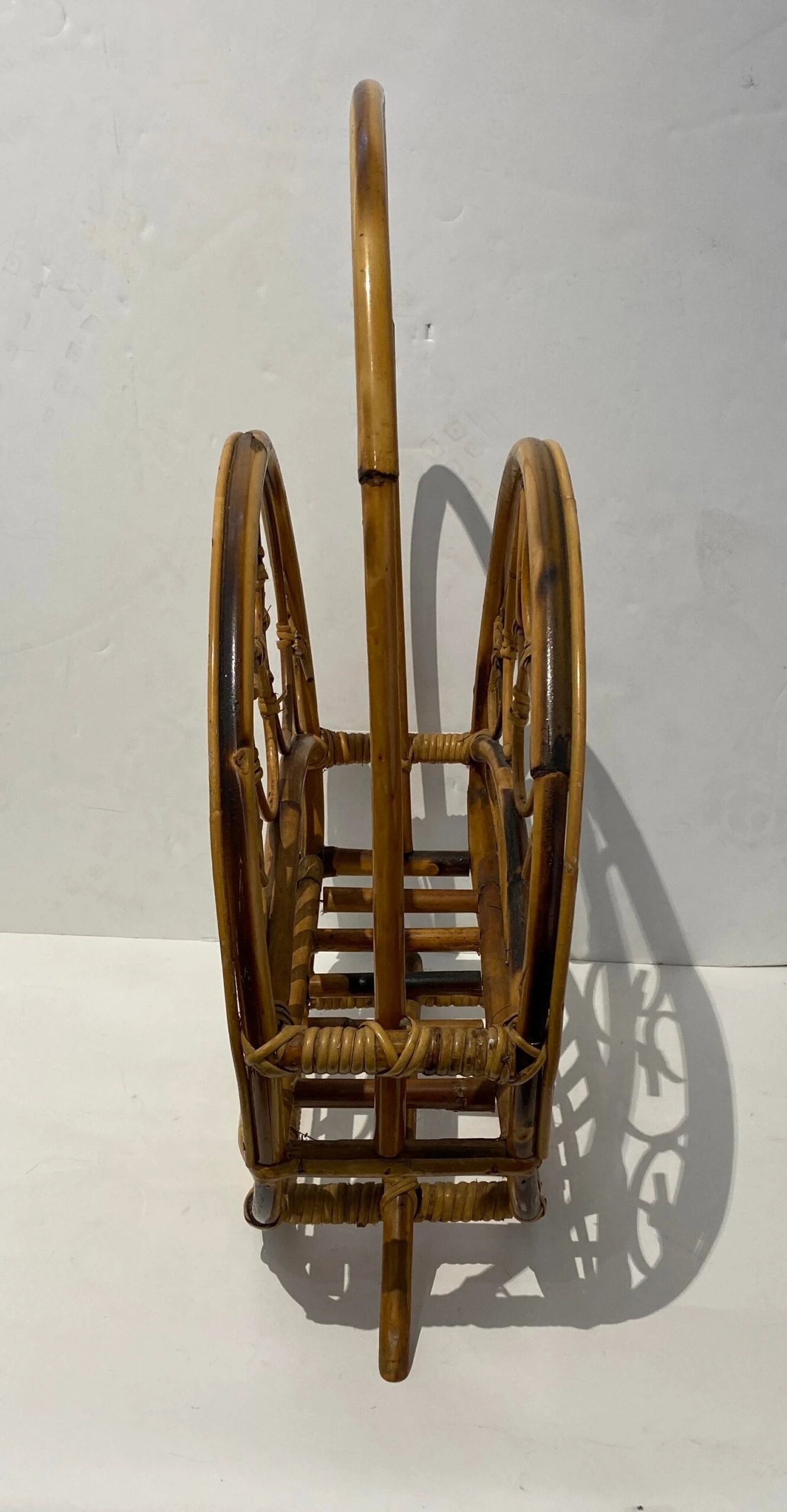 1960s Italian Magazine Holder Bamboo & Rattan Magazine Rack 3 1960s Italian Magazine Holder Bamboo & Rattan Magazine Rack - Image 3