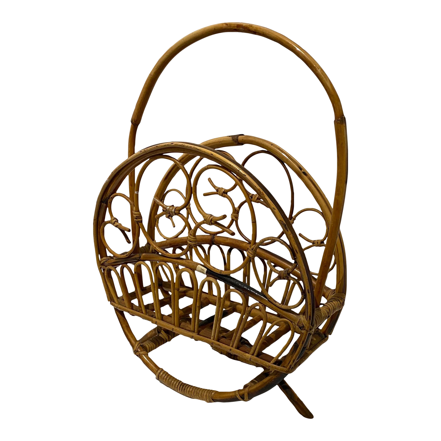 1960s Italian Magazine Holder Bamboo & Rattan Magazine Rack 1 1960s Italian Magazine Holder Bamboo & Rattan Magazine Rack