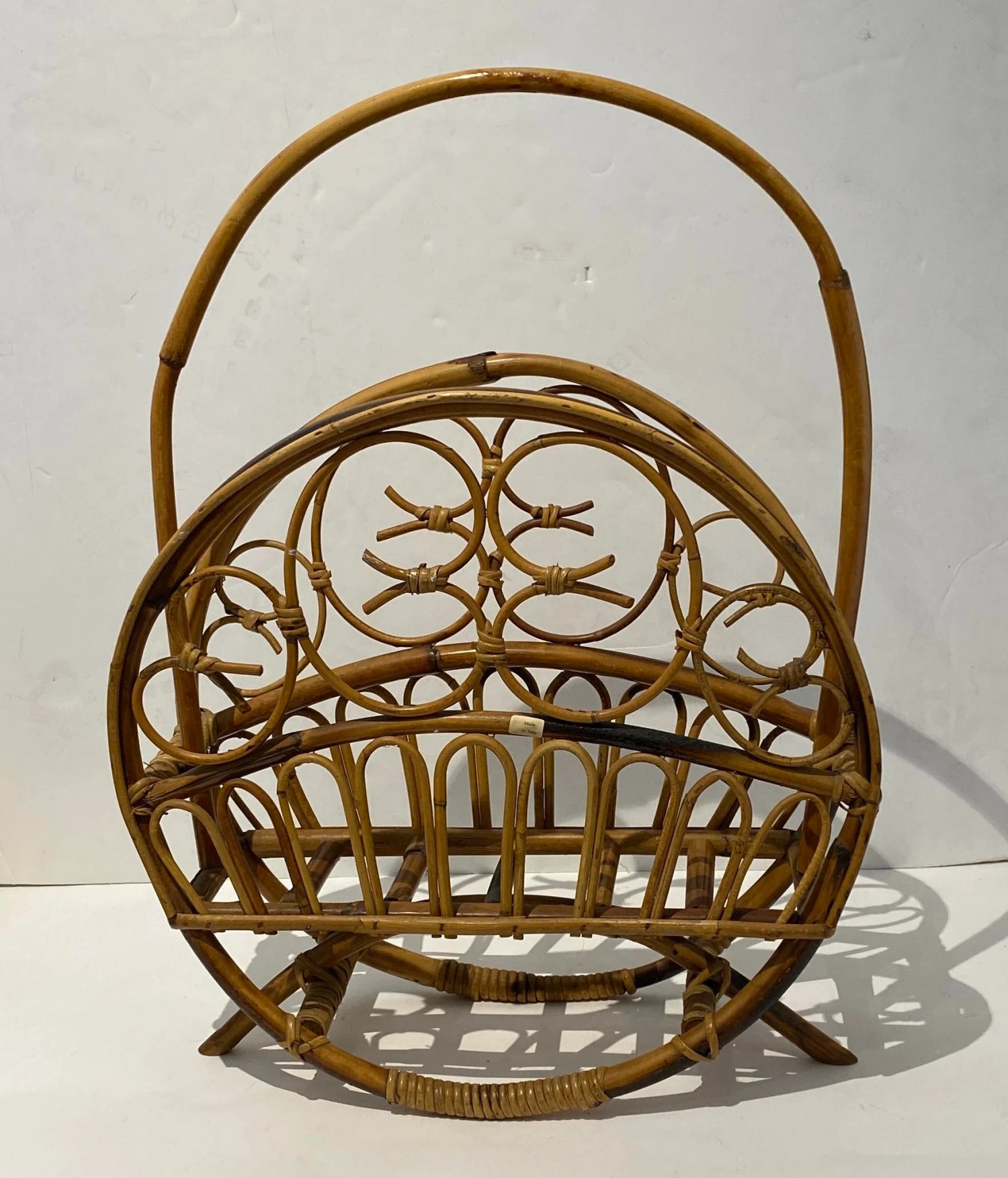 1960s Italian Magazine Holder Bamboo & Rattan Magazine Rack 2 1960s Italian Magazine Holder Bamboo & Rattan Magazine Rack - Image 2