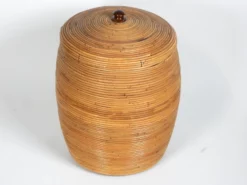 1960s Large Vintage Pencil Reed Lidded Floor Basket 13 1960s Large Vintage Pencil Reed Lidded Floor Basket -Chairish Shop 1960s large vintage pencil reed lidded floor basket 9322