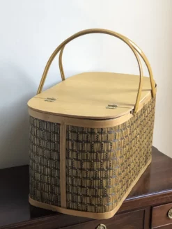 1960s Mid-Century Modern Raffia Picnic Basket 13 1960s Mid-Century Modern Raffia Picnic Basket -Chairish Shop 1960s mid century modern raffia picnic basket 8426