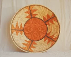 1960s Orange Large Coiled Seagrass And Rattan Basket -Chairish Shop 1960s orange large coiled seagrass and rattan basket 6038