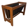 1960s Teak & Suede Leather Magazine Rack, Made In Denmark