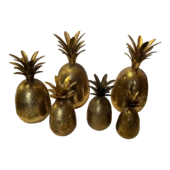 1970s Brass Pineapple Boxes - Set Of 6