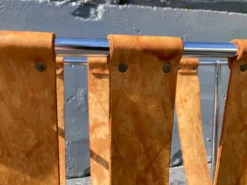 1970s Cognac Saddle Leather & Chrome Magazine Rack -Chairish Shop 1970s cognac saddle leather and chrome magazine rack 0073 scaled