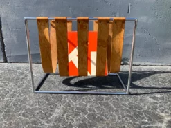 1970s Cognac Saddle Leather & Chrome Magazine Rack -Chairish Shop 1970s cognac saddle leather and chrome magazine rack 5685 scaled