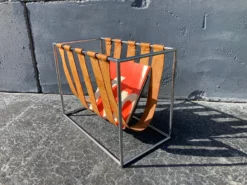 1970s Cognac Saddle Leather & Chrome Magazine Rack -Chairish Shop 1970s cognac saddle leather and chrome magazine rack 6550 scaled