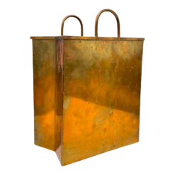 1970's Italian Brass Shopping Bag Magazine Holder After Gio Ponti