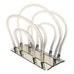 1970s Mid Century Modern Lucite And Chrome Magazine Rack Attributed To Dorothy Thorpe