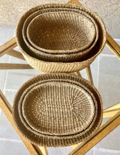 1970s Nesting Lidded Oblong Handwoven Grass Baskets - Set Of 3 -Chairish Shop 1970s nesting lidded oblong handwoven grass baskets set of 3 3362 scaled