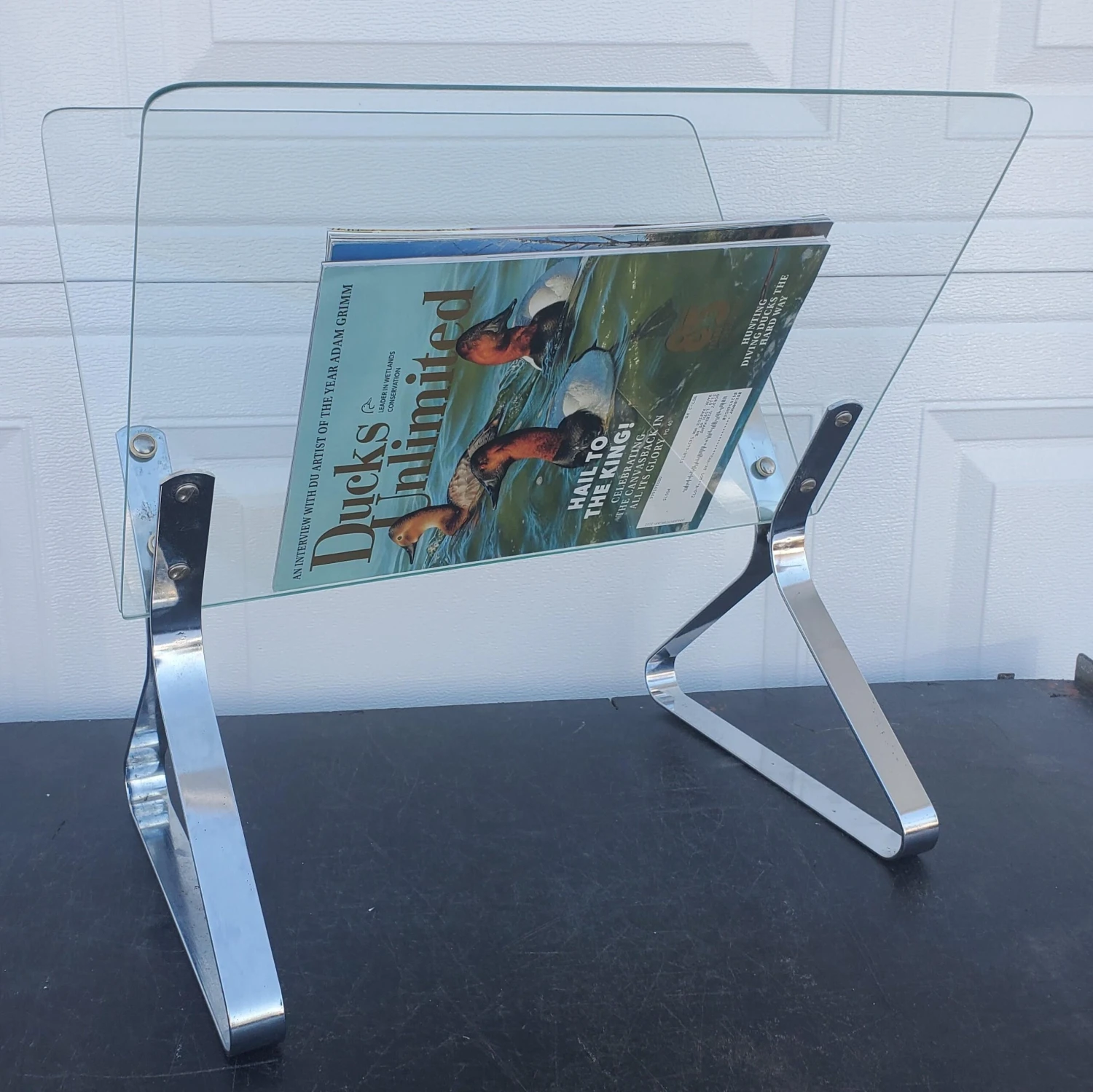 1970s Raymor Glass And Chrome Magazine Rack 4 1970s Raymor Glass And Chrome Magazine Rack - Image 4