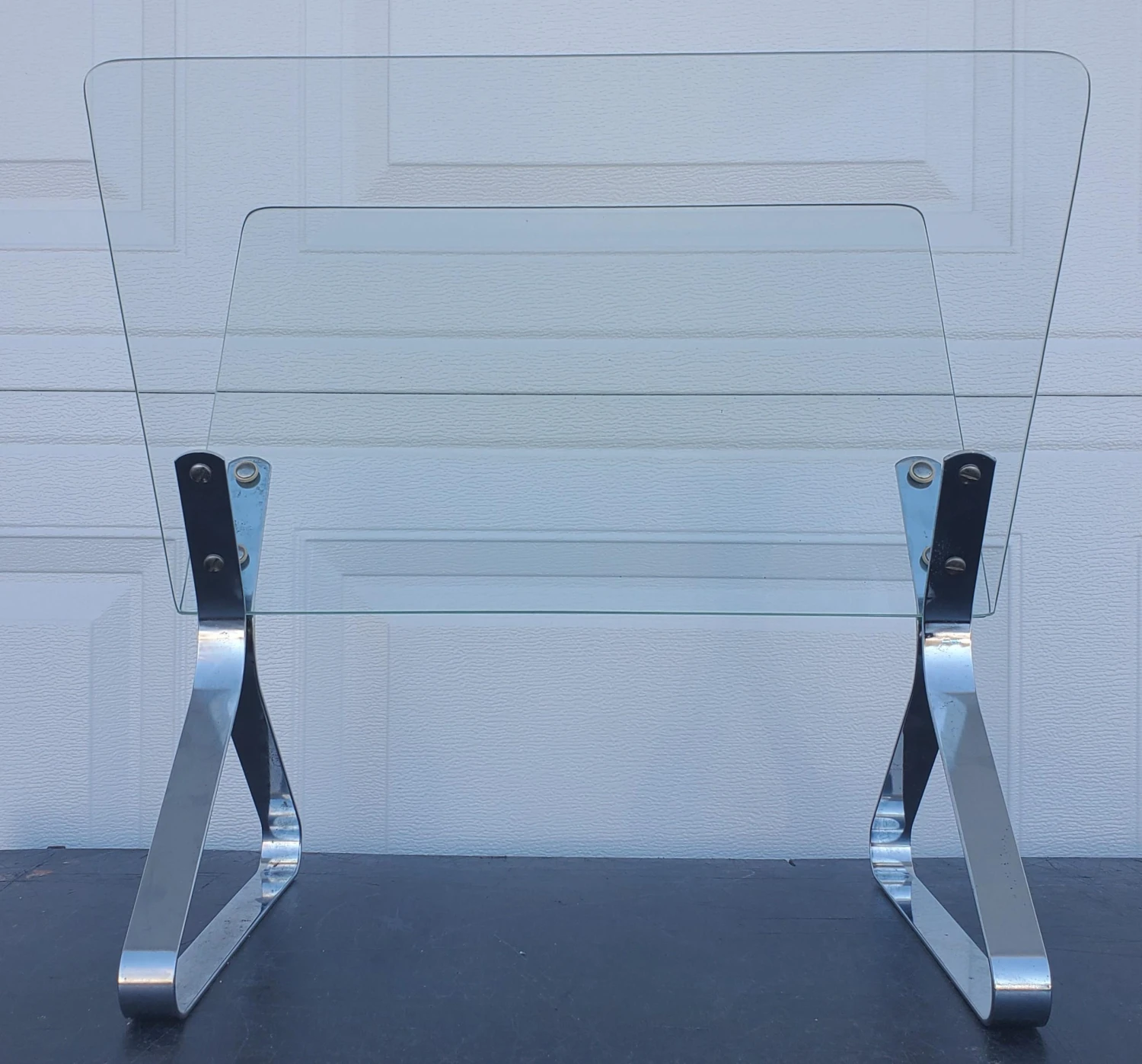 1970s Raymor Glass And Chrome Magazine Rack 2 1970s Raymor Glass And Chrome Magazine Rack - Image 2