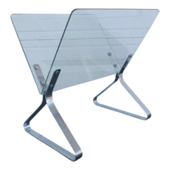 1970s Raymor Glass And Chrome Magazine Rack