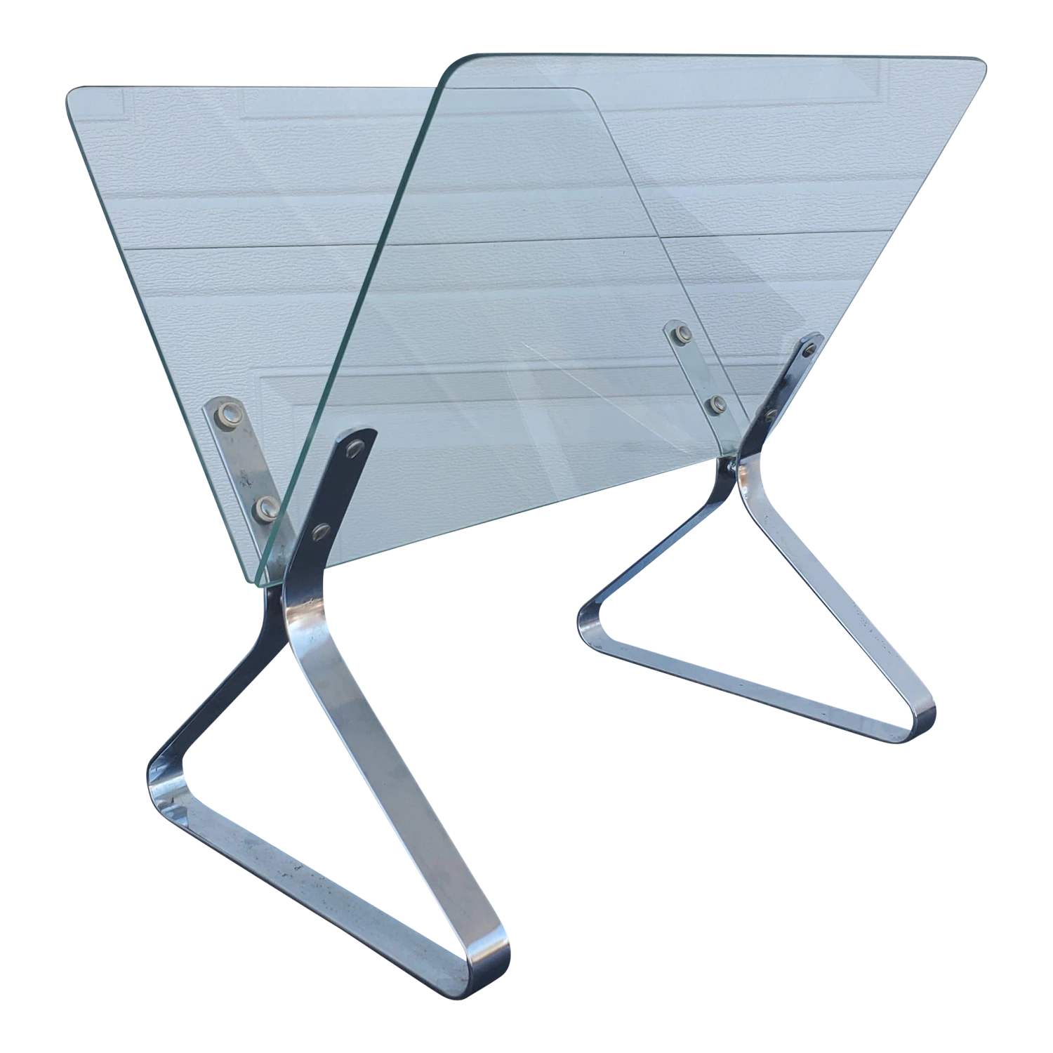 1970s Raymor Glass And Chrome Magazine Rack 1 1970s Raymor Glass And Chrome Magazine Rack