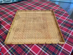 1970s Square Wicker Basket Tray 9 1970s Square Wicker Basket Tray -Chairish Shop 1970s square wicker basket tray 0443 scaled