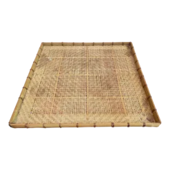 1970s Square Wicker Basket Tray