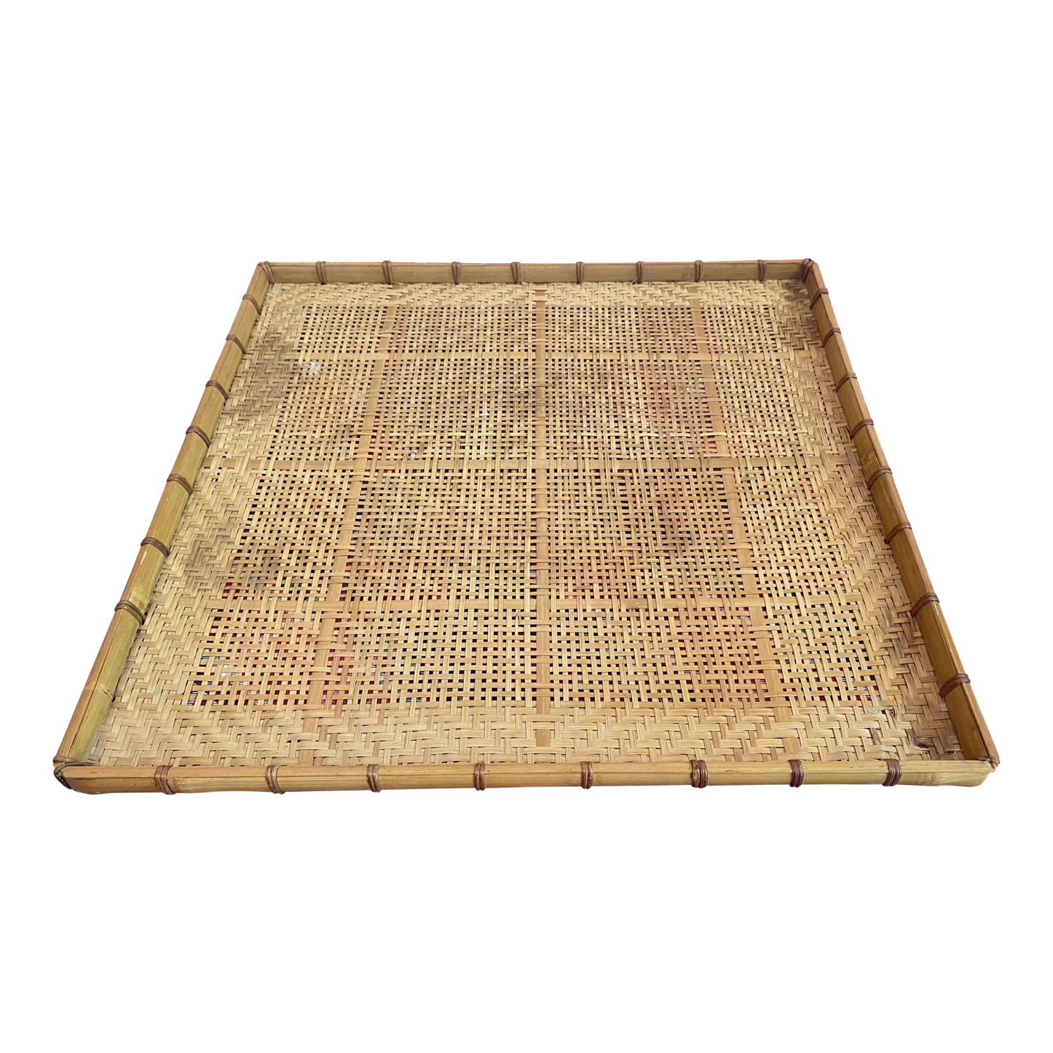 1970s Square Wicker Basket Tray 1 1970s Square Wicker Basket Tray