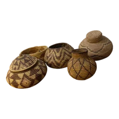 1970s Vintage African Handwoven Basket Set Of 5
