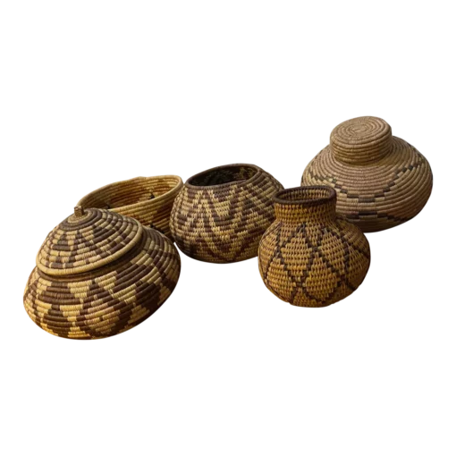 1970s Vintage African Handwoven Basket Set Of 5 -Chairish Shop 1970s vintage african handwoven basket set of 5 6424