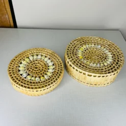 1970s Vintage Nesting Shelled Baskets- A Pair -Chairish Shop 1970s vintage nesting shelled baskets a pair 3827 scaled