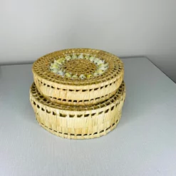 1970s Vintage Nesting Shelled Baskets- A Pair -Chairish Shop 1970s vintage nesting shelled baskets a pair 7344 scaled