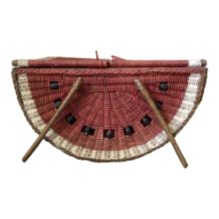 1970s Vintage Watermelon Picnic Basket