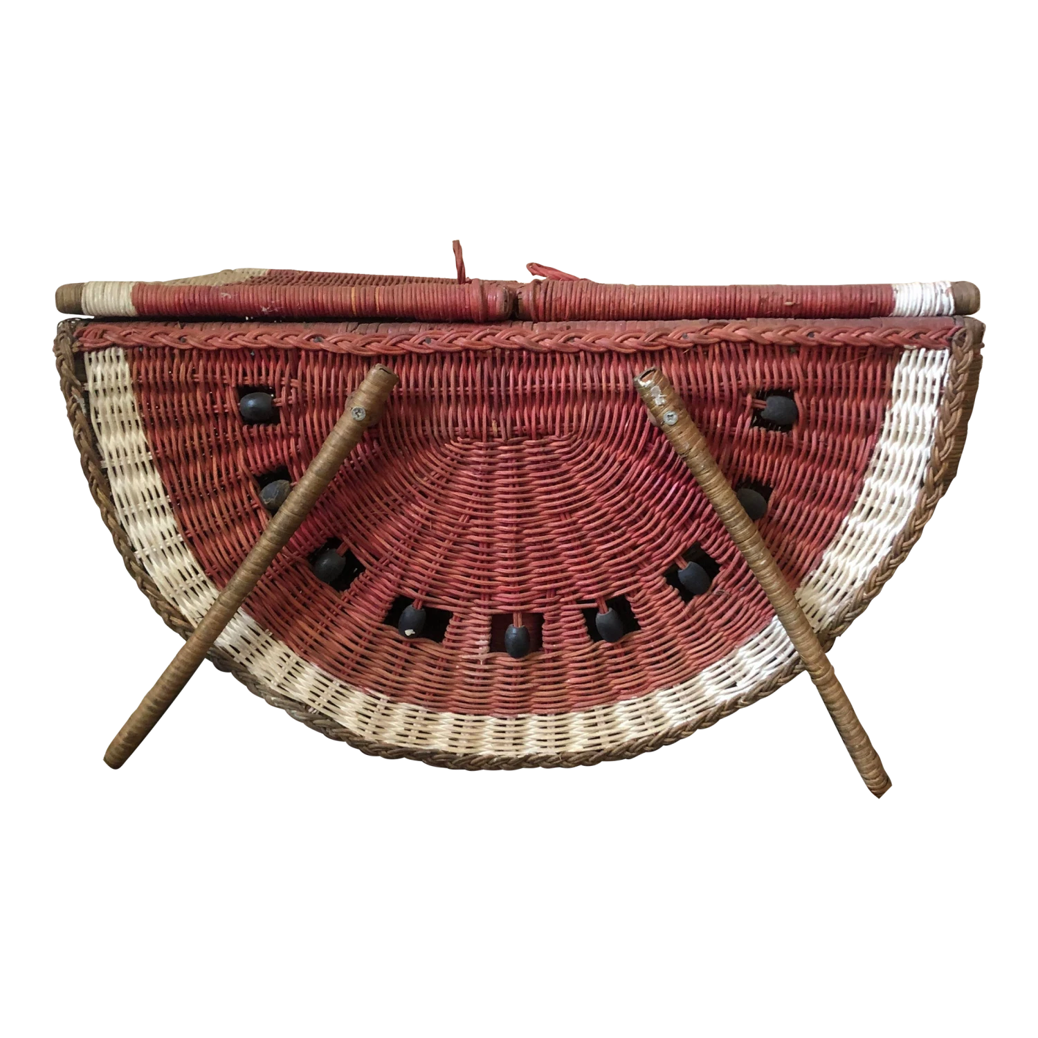 1970s Vintage Watermelon Picnic Basket 1 1970s Vintage Watermelon Picnic Basket