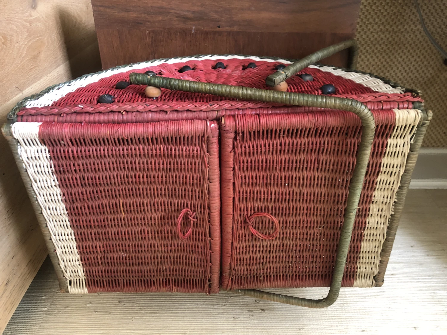 1970s Vintage Watermelon Picnic Basket 3 1970s Vintage Watermelon Picnic Basket - Image 3