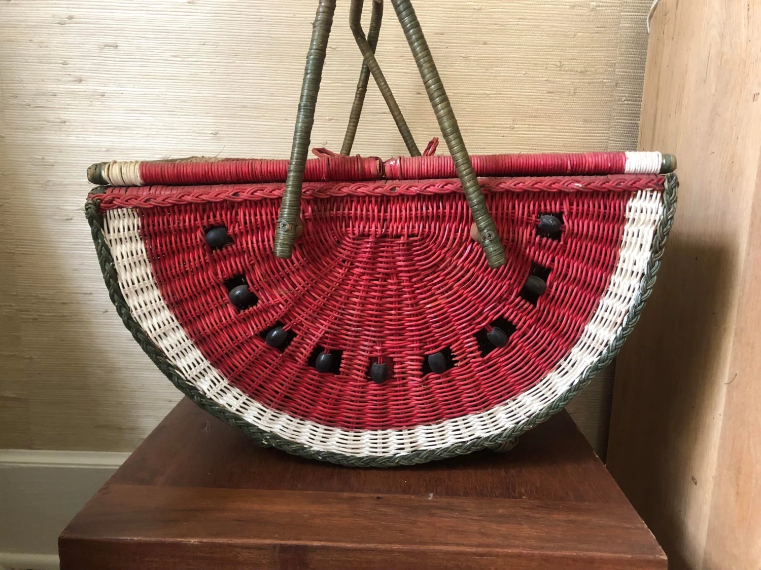 1970s Vintage Watermelon Picnic Basket 2 1970s Vintage Watermelon Picnic Basket - Image 2