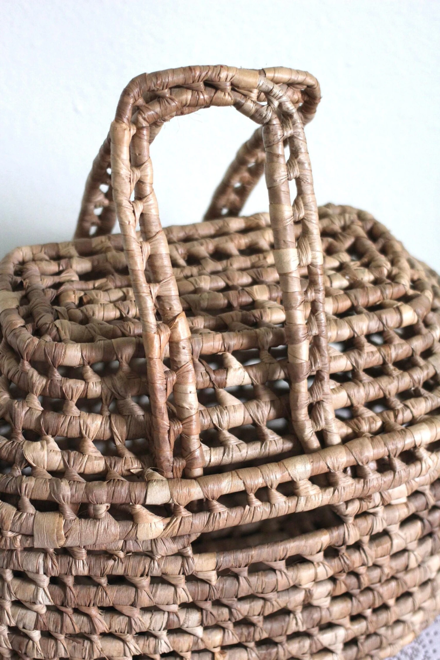 1970s Woven Lidded Basket With Handles 9 1970s Woven Lidded Basket With Handles - Image 9