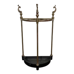 1980s Brass Fish Umbrella Stand With Iron Base