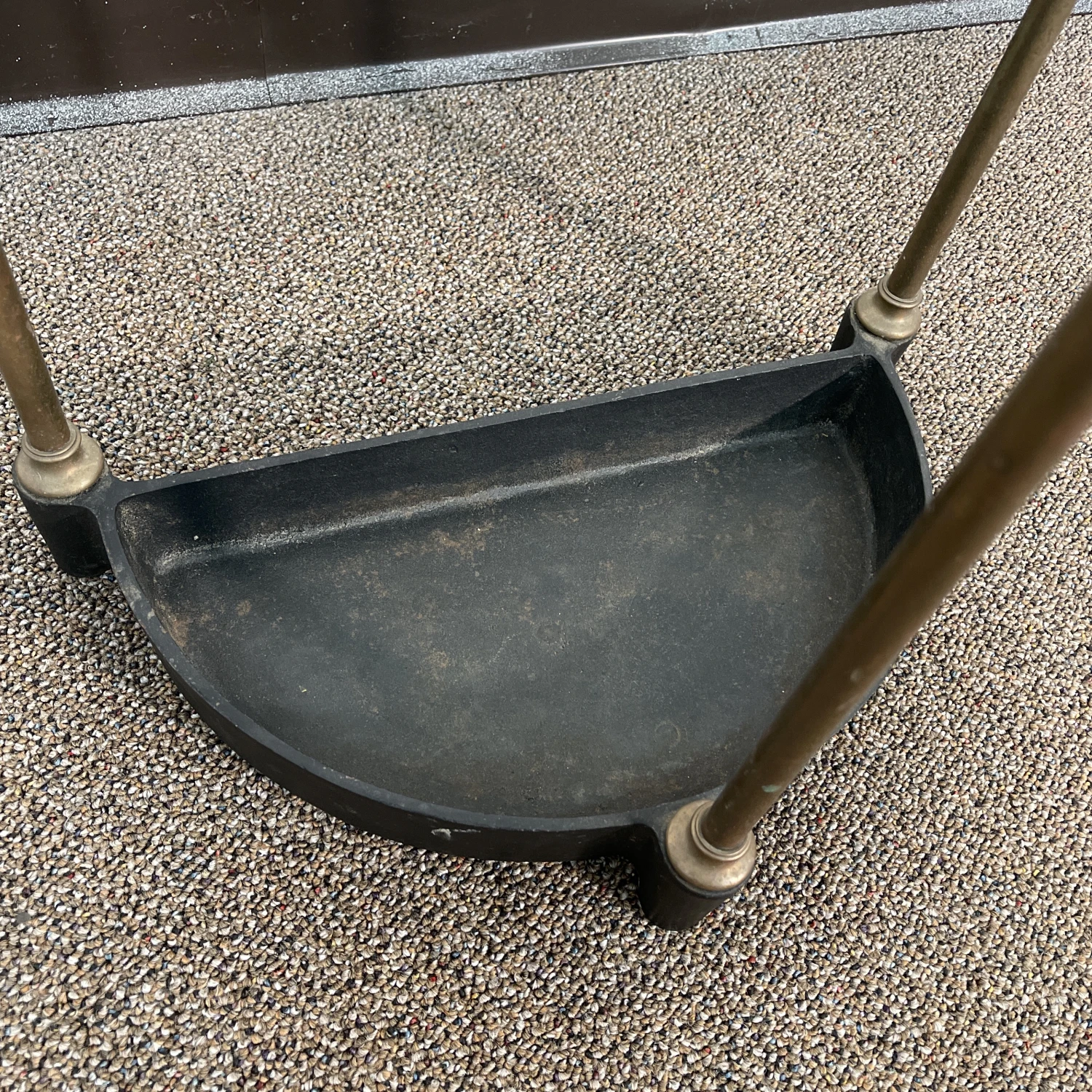 1980s Brass Fish Umbrella Stand With Iron Base 6 1980s Brass Fish Umbrella Stand With Iron Base - Image 6