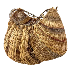 1980s Sculptural Large Organic Reed And Willow Woven Basket