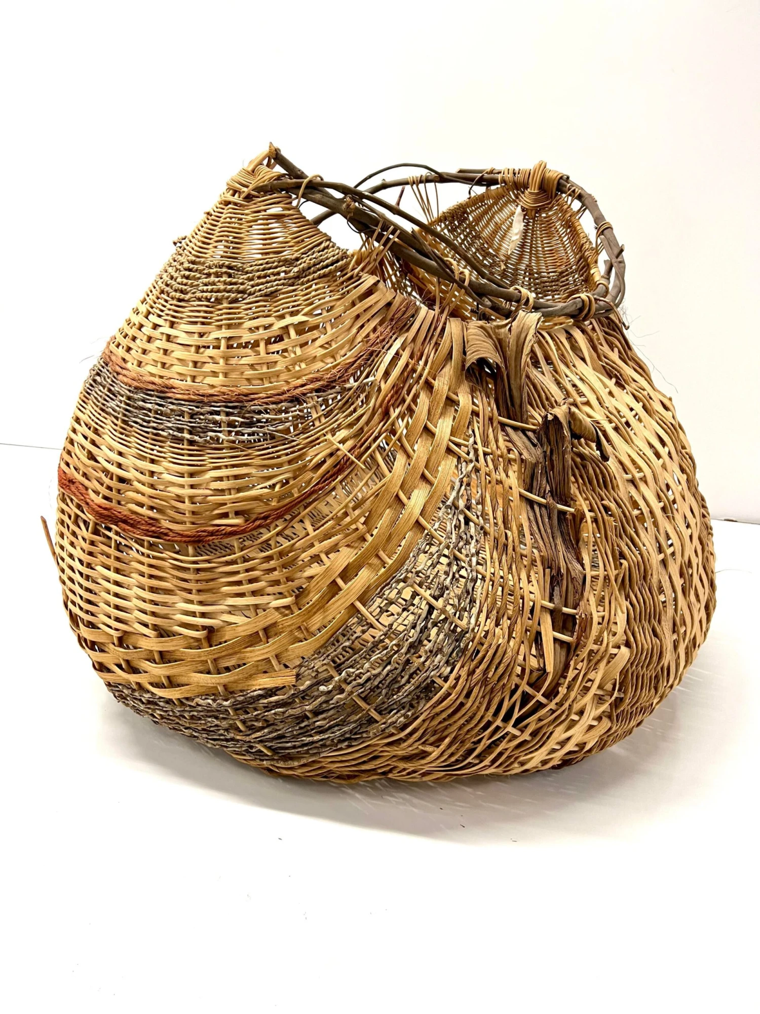 1980s Sculptural Large Organic Reed And Willow Woven Basket 2 1980s Sculptural Large Organic Reed And Willow Woven Basket - Image 2