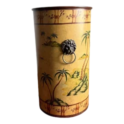 1980s Tole Umbrella Stand Palm Tree Design By Jeanne Reeds