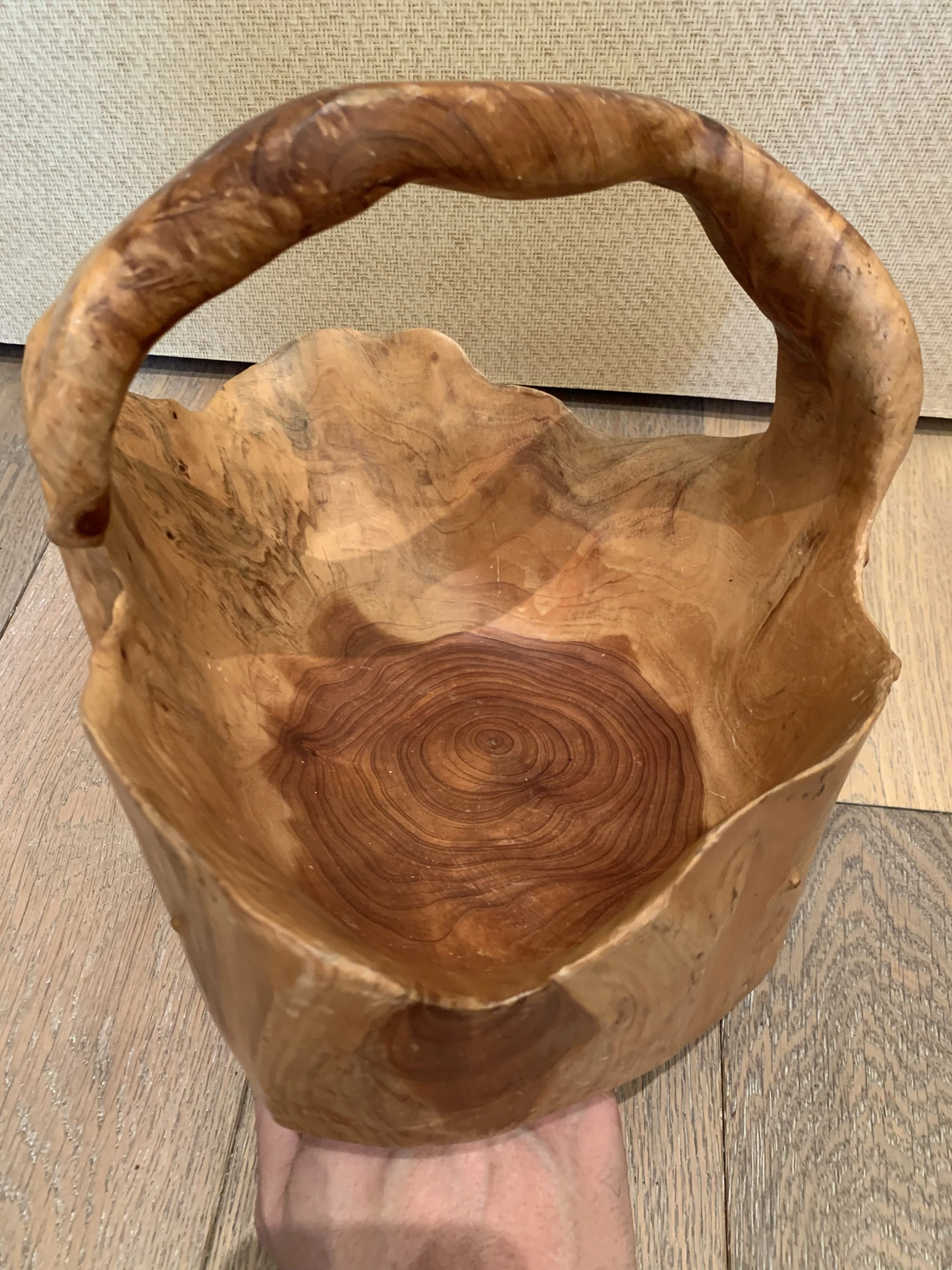 1980s Vintage Burl Wood Basket 2 1980s Vintage Burl Wood Basket - Image 2