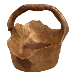 1980s Vintage Burl Wood Basket