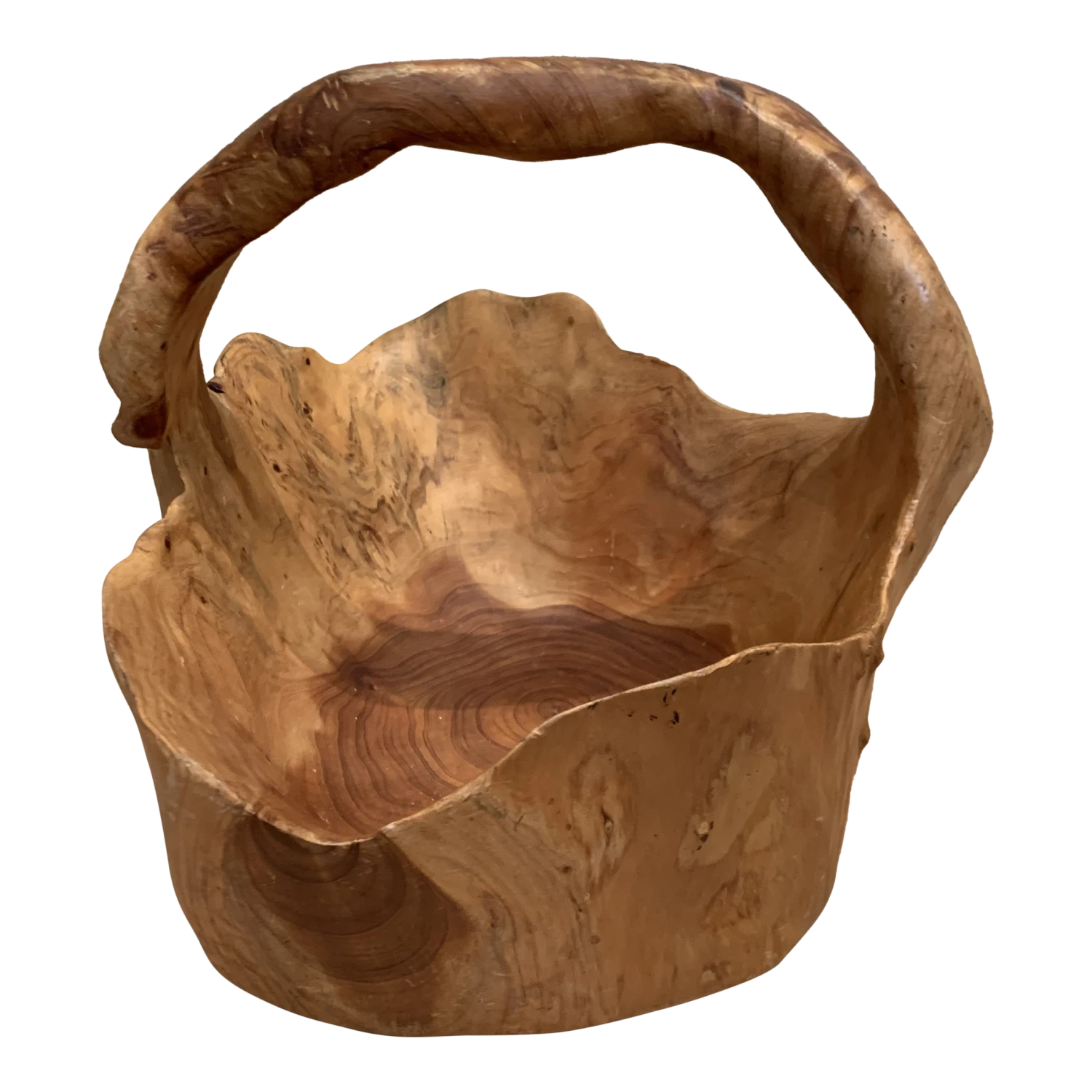 1980s Vintage Burl Wood Basket 1 1980s Vintage Burl Wood Basket