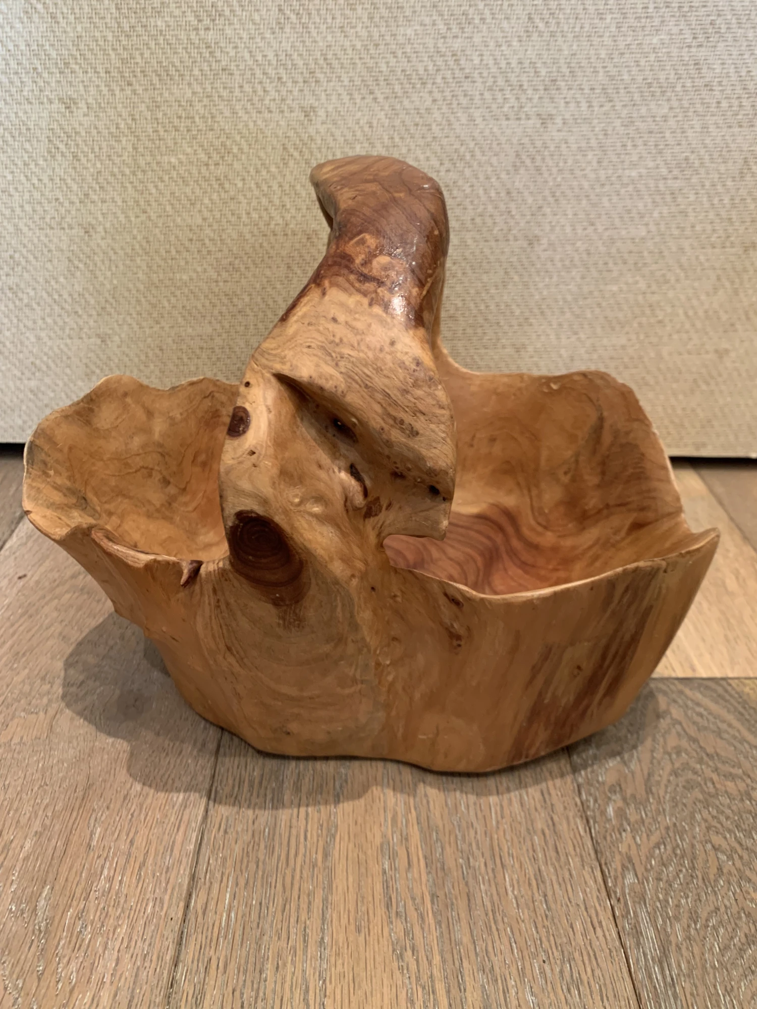 1980s Vintage Burl Wood Basket 4 1980s Vintage Burl Wood Basket - Image 4